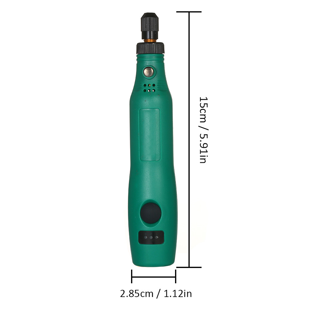 [Original] KKmoon 3.7V 1.2W Mini Electric Grinder Set Cordless Mini Handle Small Size Grinding Machine Carving Engraving Pen Trimming Milling Polishing Micro Household Grinder Drilling Cutting Engraving Tool Kit / Green