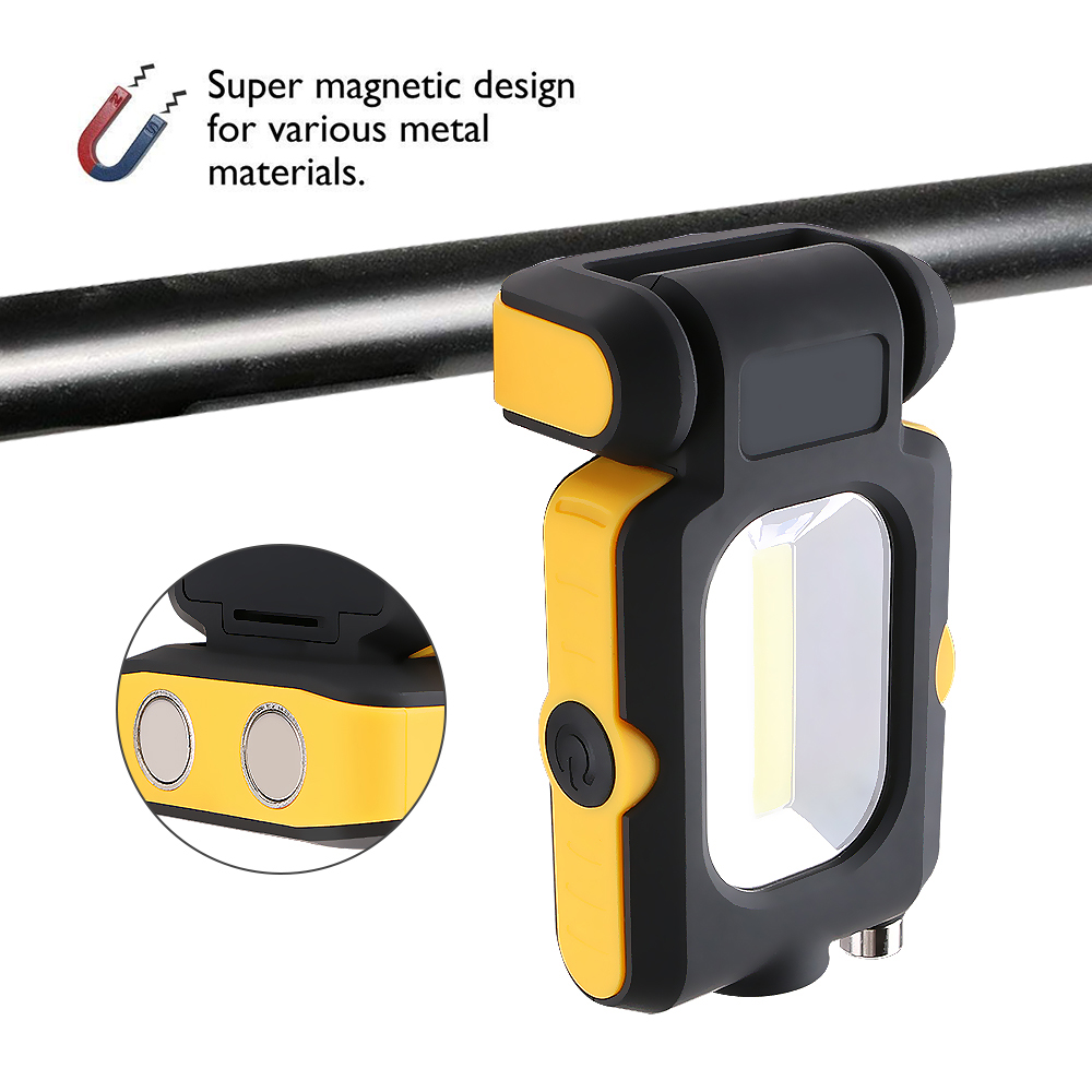 ✈Nam Châm Mạnh Mẽ COB LED Đèn Pin 3 Chế Độ Battery Operated Đèn Làm Việc Nam Châm Mini Chiếu Sáng LED Torch Đèn