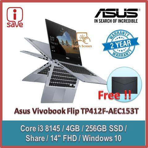 ASUS VivoBook Flip 14 TP412F-AEC153T 14 FHD Touch Laptop Grey ( I3-8145U, 4GB, 256GB,14inch touchscreen, Intel, W10 ) Malaysia