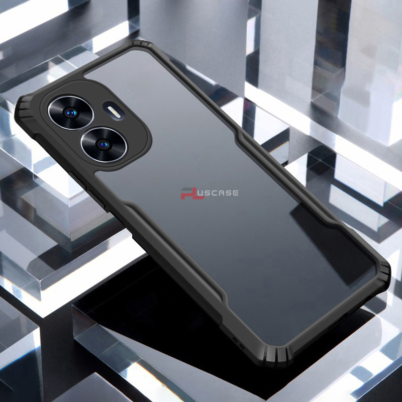 PlusCase for Realme C55 Case Air Cushion Hard Crystal Clear Back Soft Border Shockproof Full Protection Phone Casing
