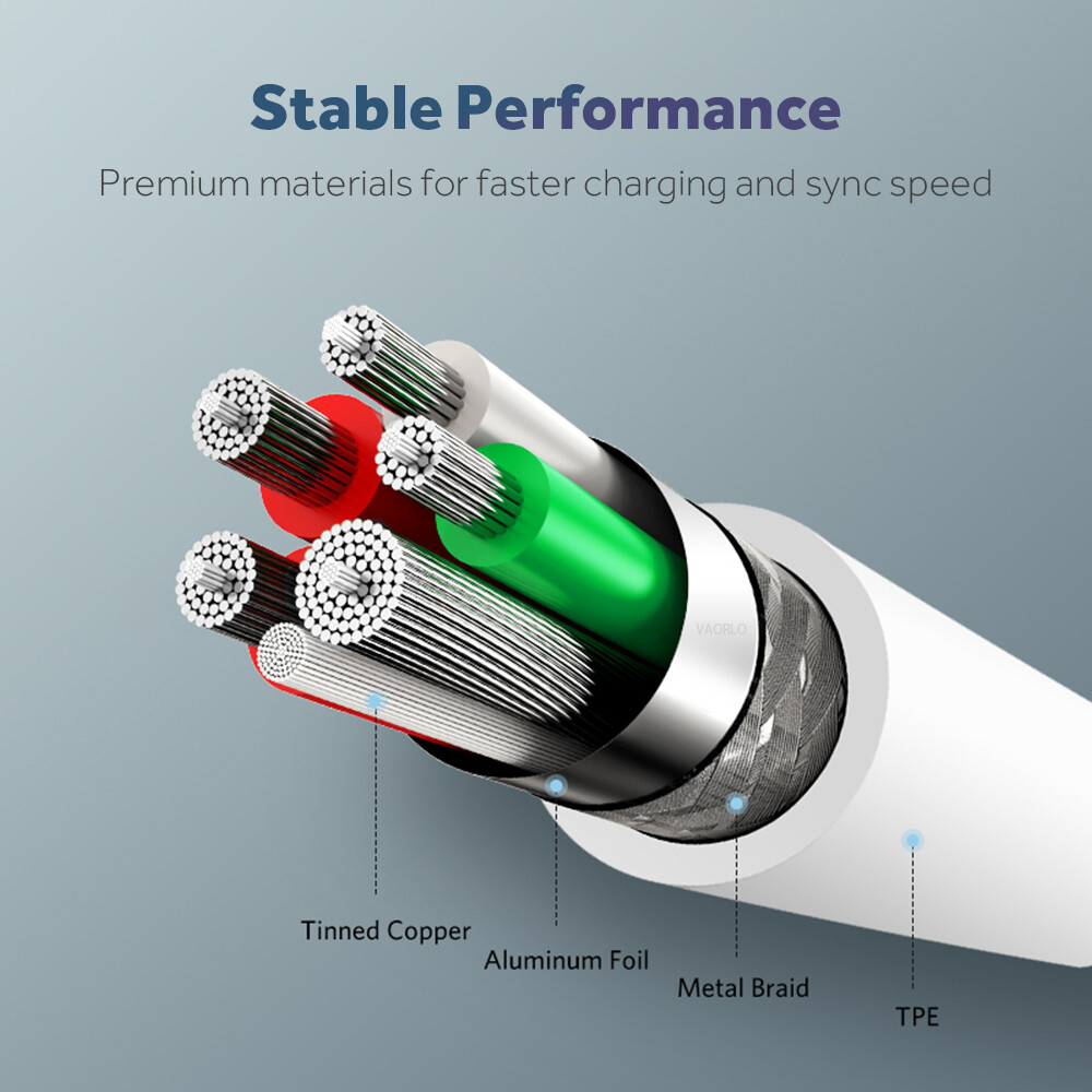 VAORLO 3A USB Micro Charging Cable Flash Charge Data Cable Fast Charging For Android Devices Huawei Xiaomi Oppo Vivo Charger Cable