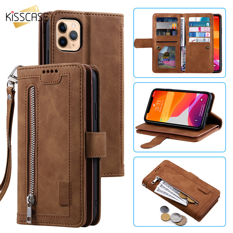 FLOVEME New 9 Cards Zipper Flip Leather Case for IPhone 14 pro max 14 plus 13 Pro Max 13 Mini 11 12 Pro Max 12mini X Xs Max Xr Se 2020 6 7 8 Plus Wallet Card Case Phone Case