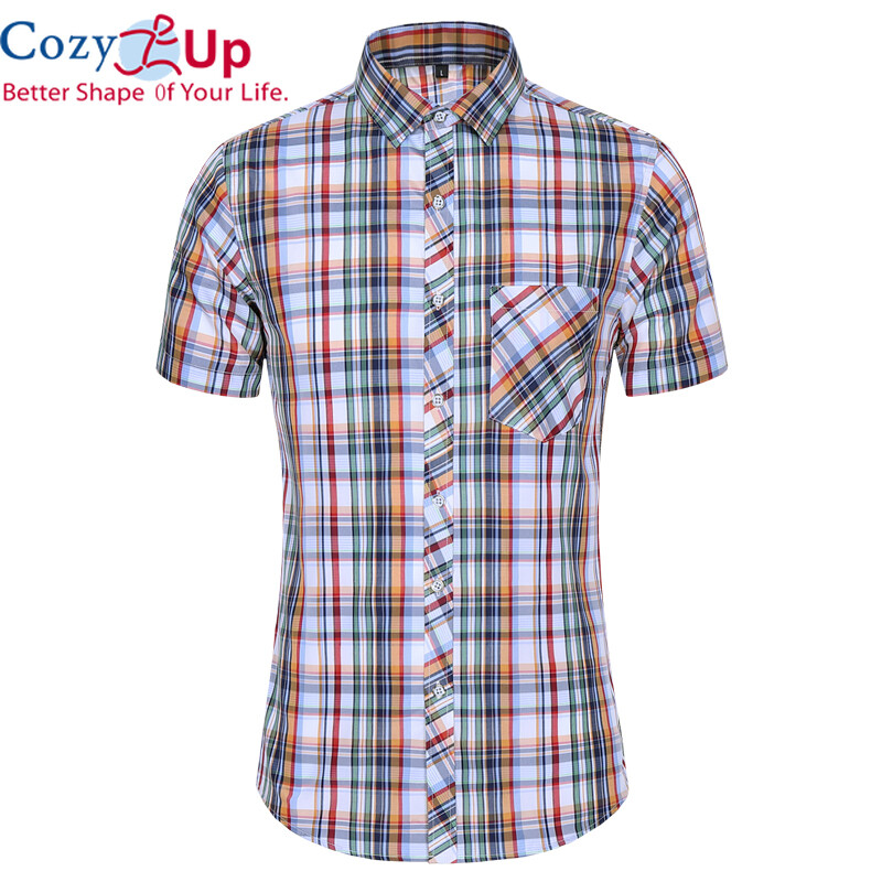 Cozy Up New Short Sleeve Shirt Men's Slim Cotton Soft Single-Breasted Casual Plaid Batik