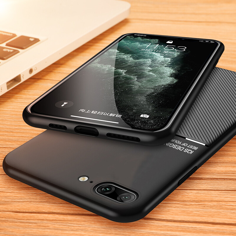 Hontinga For iphone 7 8 iphone 7 Plus 8 Plus Case Slim Leather Texture Casing iphone 7+ 7 + 8+ 8 + Phone Case Fahion Slim Matte Protective Phone Case Cove Shockproof Cases Coque Handphone Case