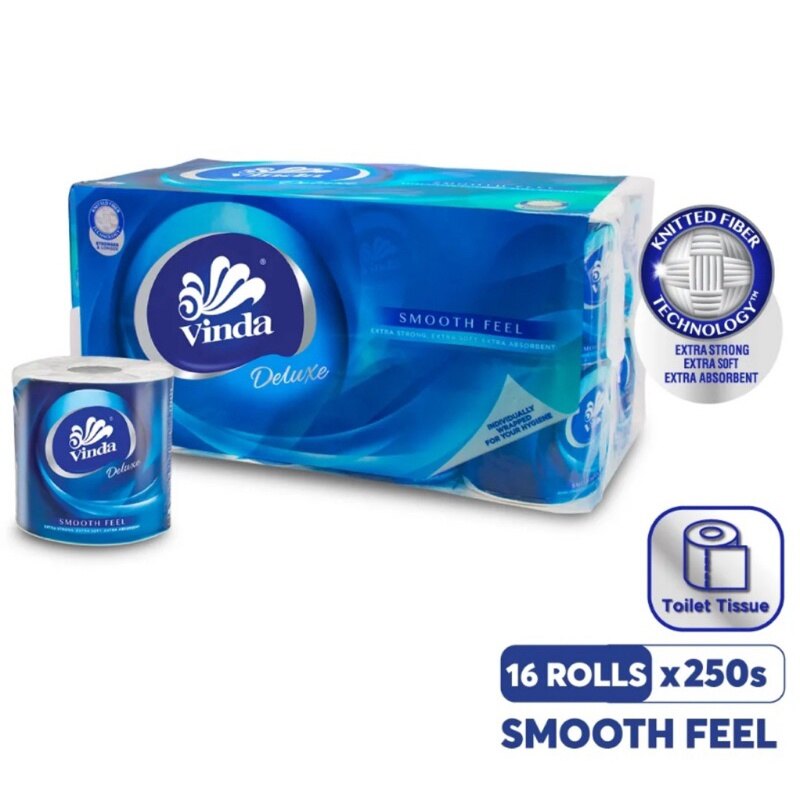 Vinda Deluxe Smooth Feel Soft Toilet Paper Roll 3ply (1pack 16 rolls) Lazada