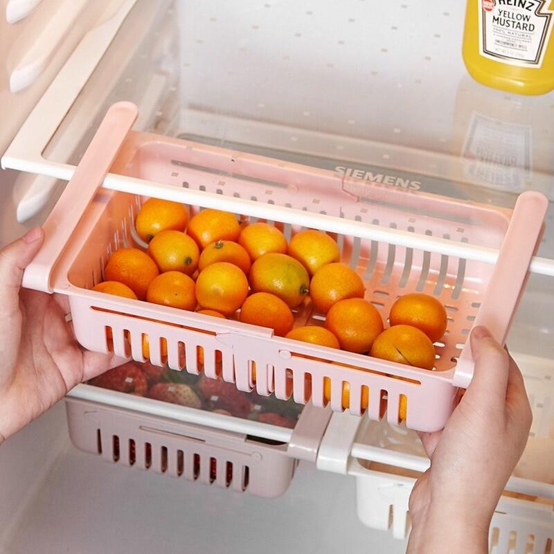 [NEW 2023] Kitchen Refrigerator Storage Rack Fridge Freezer Shelf Holder Pull-out Drawer Kitchen Organizer Supplies Home Accessories