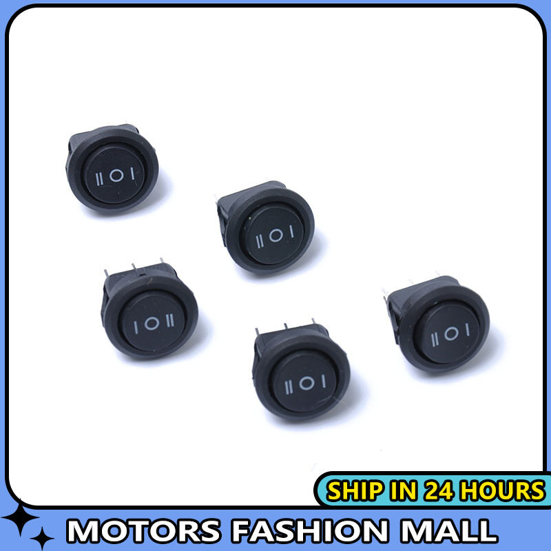 5pcs/set 23mm round black 3 pin 10a/125v 6a/250v ac 3 position spdt on-off-on rocker switch snap-in