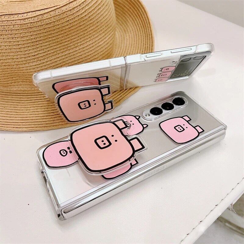 Hoce เคสโทรศัพท์รูปหมูน่ารักเคสใส Fold3 Zfold3ชิ้นพร้อมตัวยึดสำหรับ Samsung Z พับ3 5g สำหรับ 1784