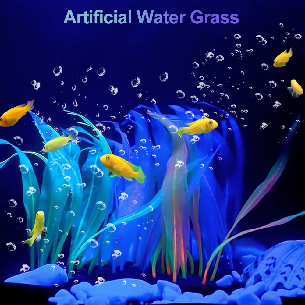 Opets 18-25cm Aquarium Decoration Plants Simulation Artificial Water Grass water Tank Decor Silicone Kelp Ornament Aquarium Accessories