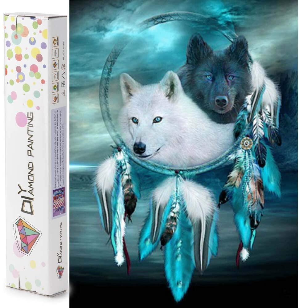 DIY Diamond Painting Kit,Winter Wolf 