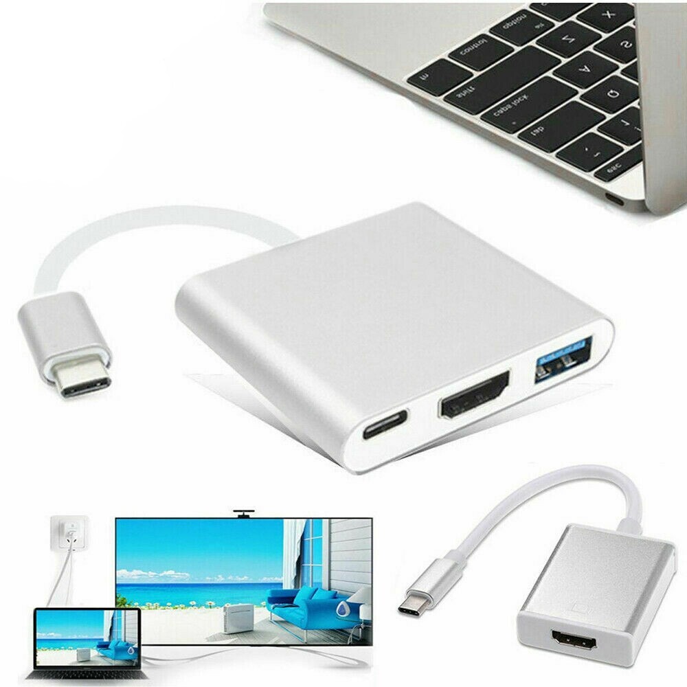 Cáp Chuyển Đổi Type C USB 3.1 Sang USB-C 4K HDMI USB 3.0 Hub 3 Trong 1