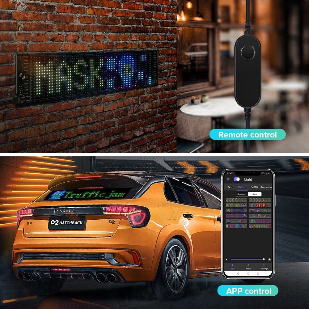 LED Matrix Pixel Panel Bluetooth APP USB 5V Flexible Addressable RGB Pattern Graffiti Scrolling Text Animation Display Car Shop
