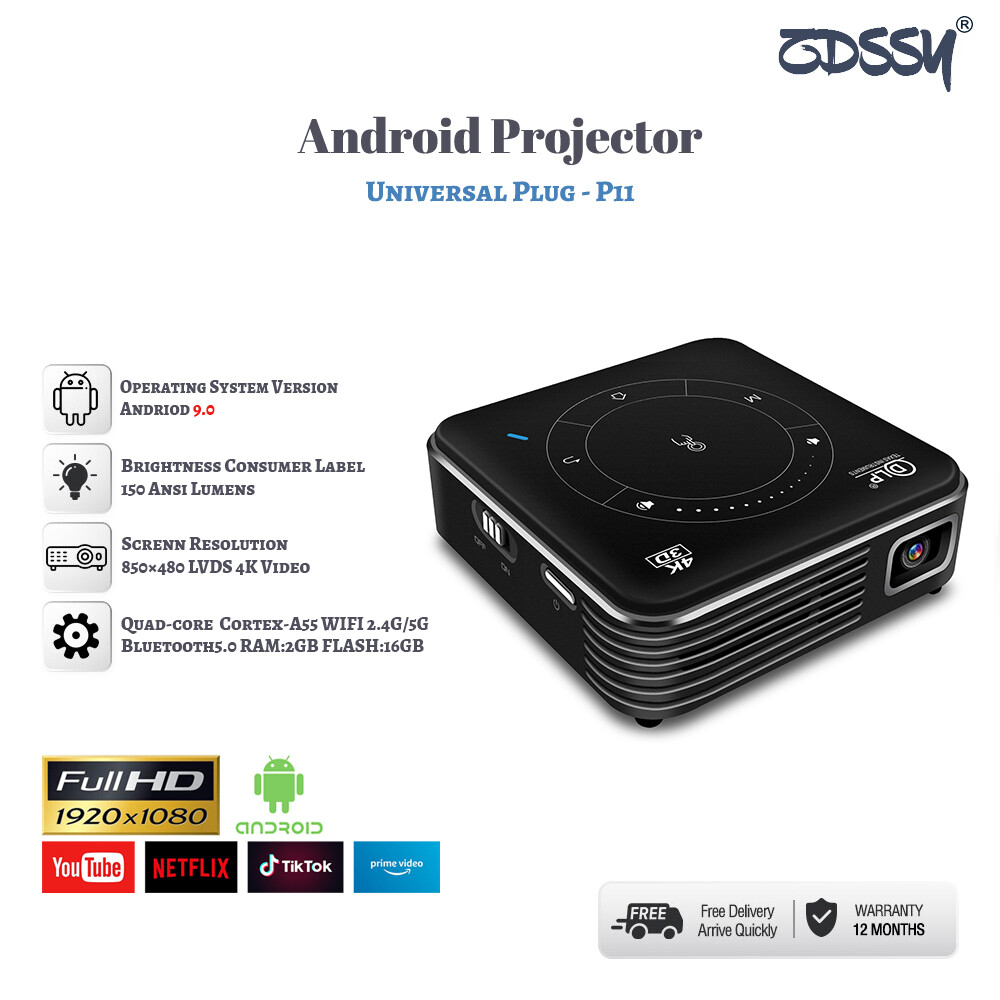 Zdssy p11 mini short throw projector, dlp portable projector, hd 150 ansi lumens projector with wifi and bluetooth, movie projector & home cinema for iphone, android, tv stick/laptop/ps5