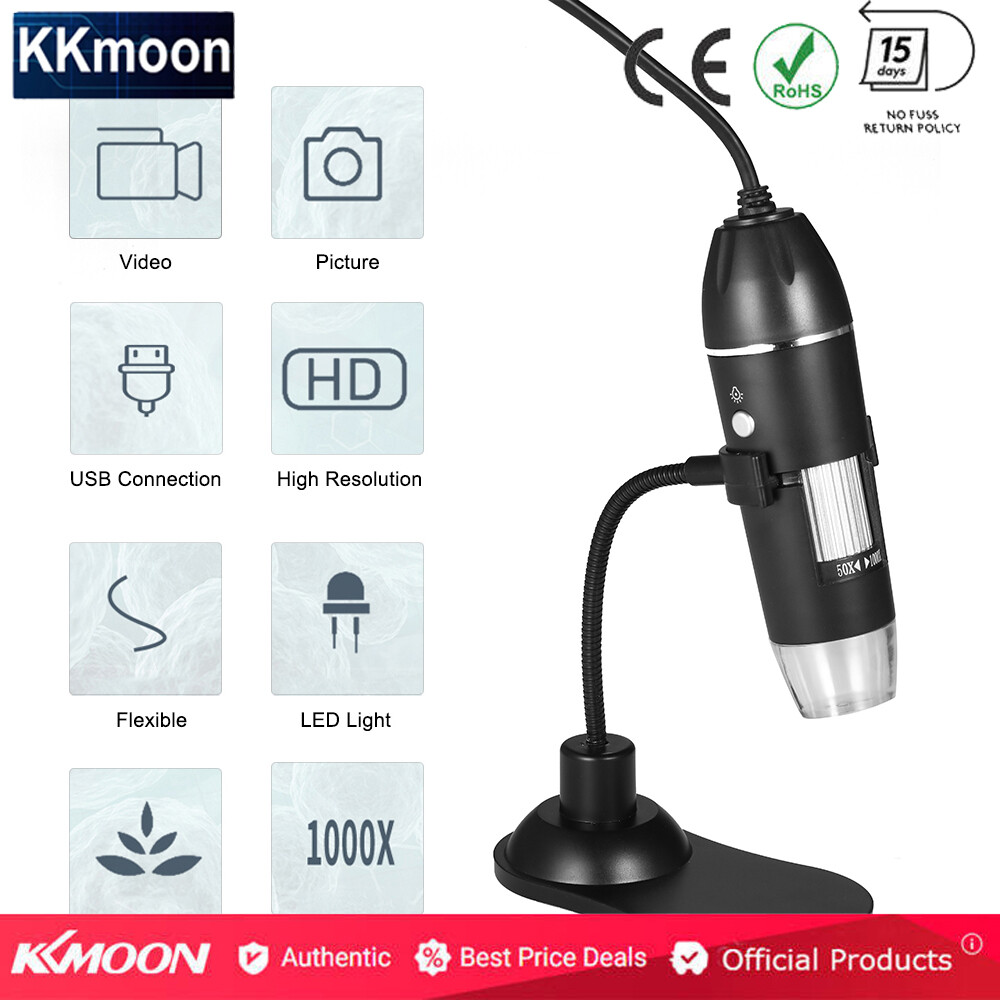 KKmoon Digital Zoom Microscope USB Handheld & Desktop Magnifier 0.3MP Camera 8-LED Light Magnifying Glass 1000X Magnification