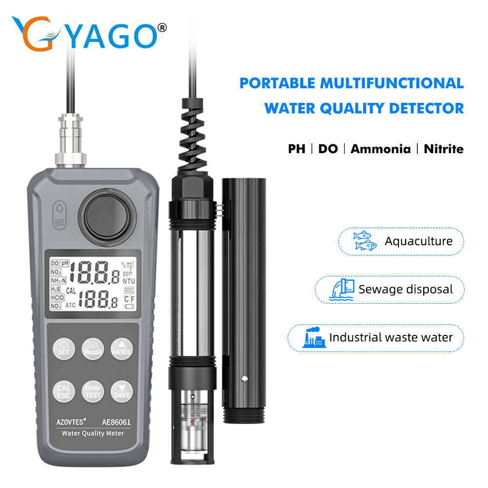 RCYAGO Multifunctional Water Quality Detector PH Meter Dissolved Oxygen Ammonia Nitrogen Nitrite Test Dissolved Cxygen Water Tester