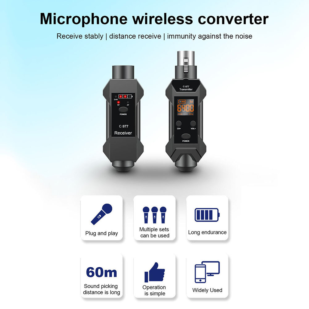 Dynamic Microphone Converter Wireless System Xlr Transmitter Receiver 6.5 Adapter For Dynamic Mic (in stock)