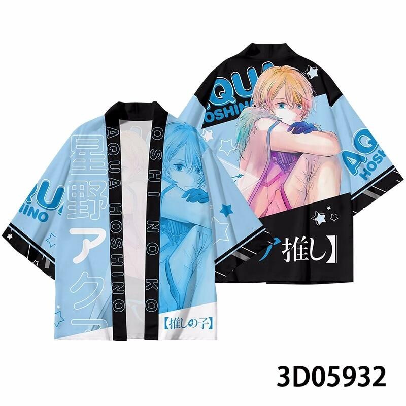 Anime OSHI NO KO Hoshino Ai Cosplay Cloak Kimono Kurokawa Akane Costume 3D Print Haori Cloak Party Tops Streetwear Shirt