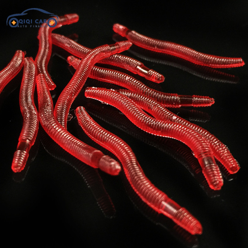 QIQI 80pcs Earthworm Red Worms Soft Fishing Lure Baits