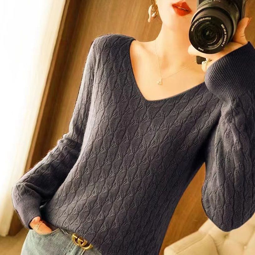 Women Korean Long Sleeve Knitted Shirt 2022 Autunm and Winter New Fashion Polo Collar Loose Sweater Solid Color Knitted Sweater Women