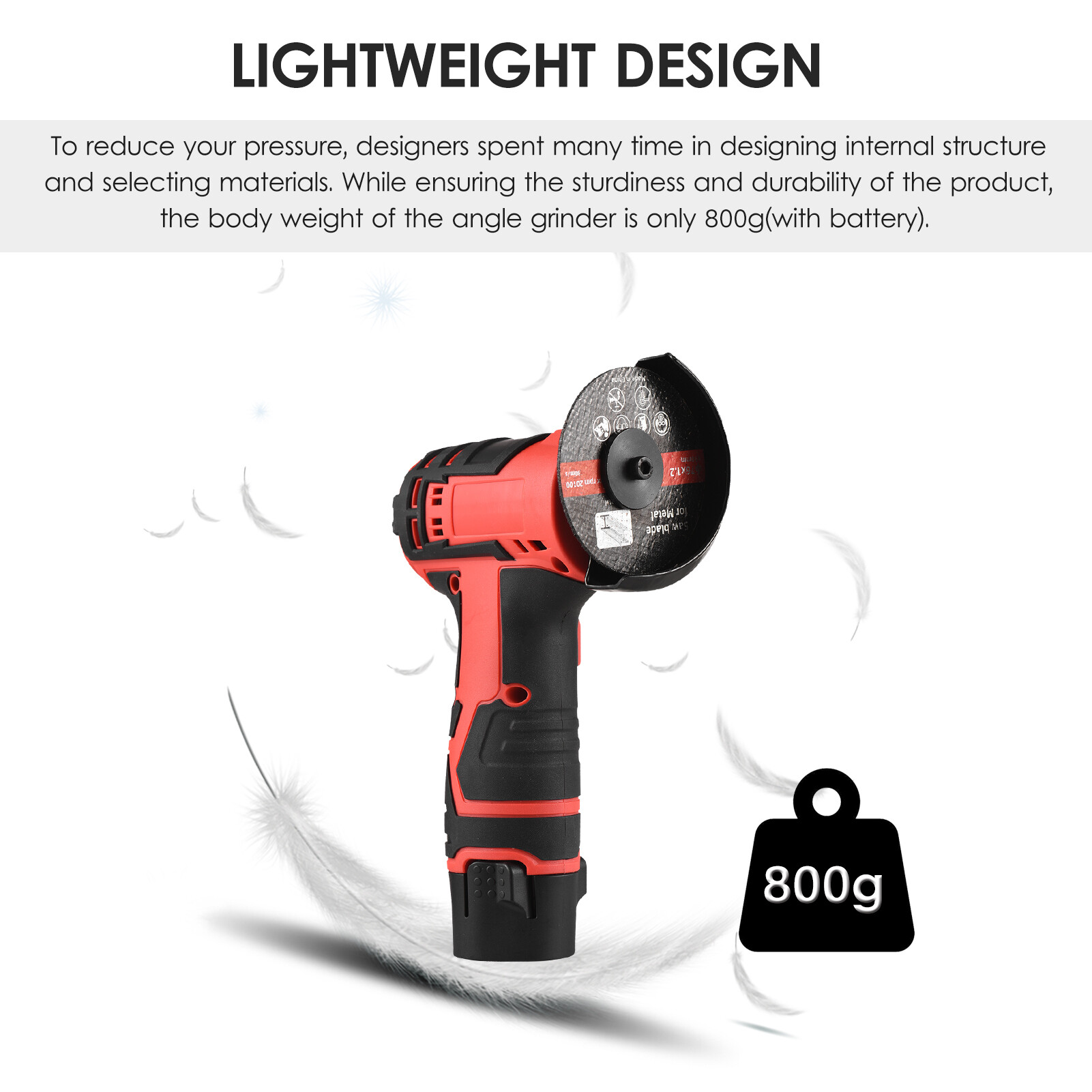 KKmoon 12V Cordless Angle Grinder Kit Lightweight Angle Grinder Tool with 3Inch/76mm Ginding Disc 2PCS 2.0Ah Lithium-Ion Bat-tery & Charger Ergonomic Button Position for Reducing Hand Pressure Include Cutting and Grinding Disc
