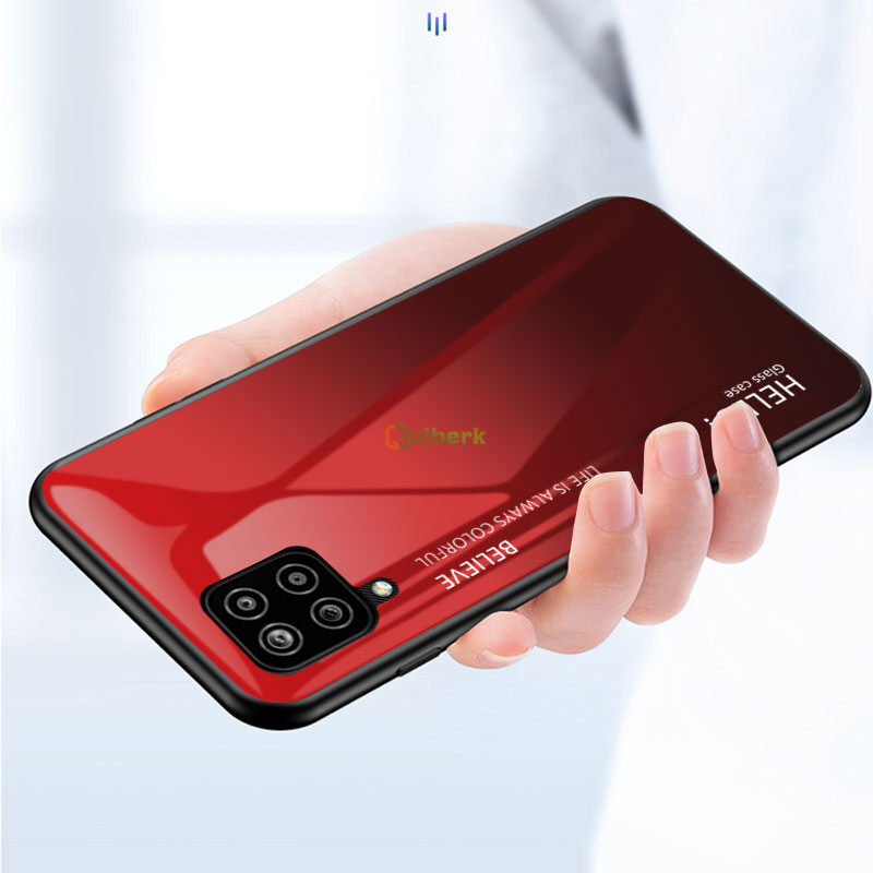 Đối Với Samsung Galaxy A12 Cứng Gradient Kính Vỏ Trường Hợp Chống Xước Vỏ Bảo Vệ Trở Lại
