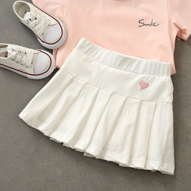 Fashion 5-15 Years Children Pleated College Style Student Performance Skirts With Safety Pant For Girls Bottoms