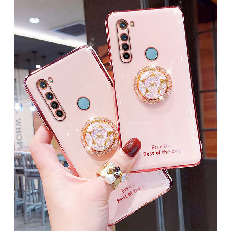 Đối với Xiaomi Redmi Note 9s Note 9 Pro Note 8 Note 8 Pro Note 7 Chữ mạ điện Vỏ điện thoại cho Redmi Note 9s Note 9 Pro Note 8 Note 8 Pro Note 7 Ốp lưng điện thoại Bling Crystal Holder Nắp lưng TPU mềm