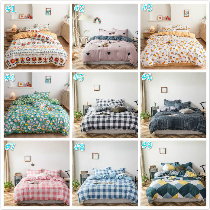 4 IN 1 Cadar Bedding Set Queen King Size Bedsheet Set