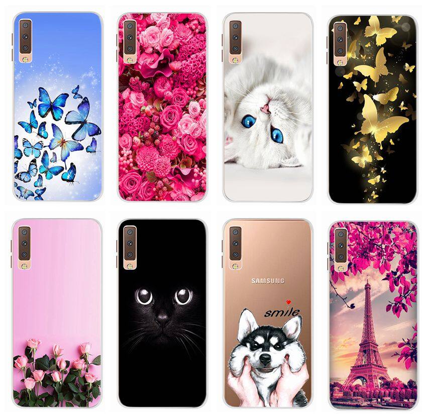 For Samsung Galaxy A7 2018 SM-A750F Back Cover Phone Case Soft Silicone Cute Painted Casing 6.0''