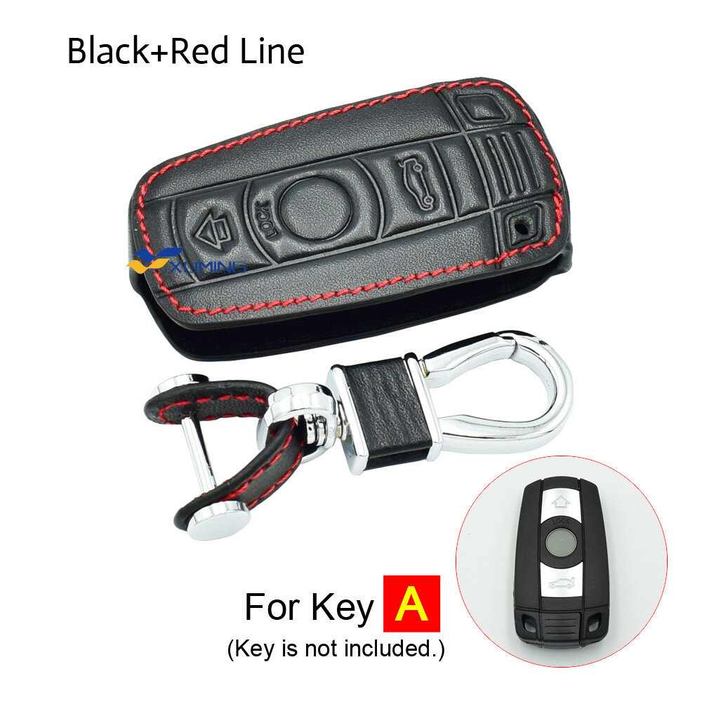 Leather car key case for bmw 1 3 5 6 series e60 e61 e70 e81 e87 e90 e91 e92 320 x1 x5 x6 z4 smart key fob protector cover