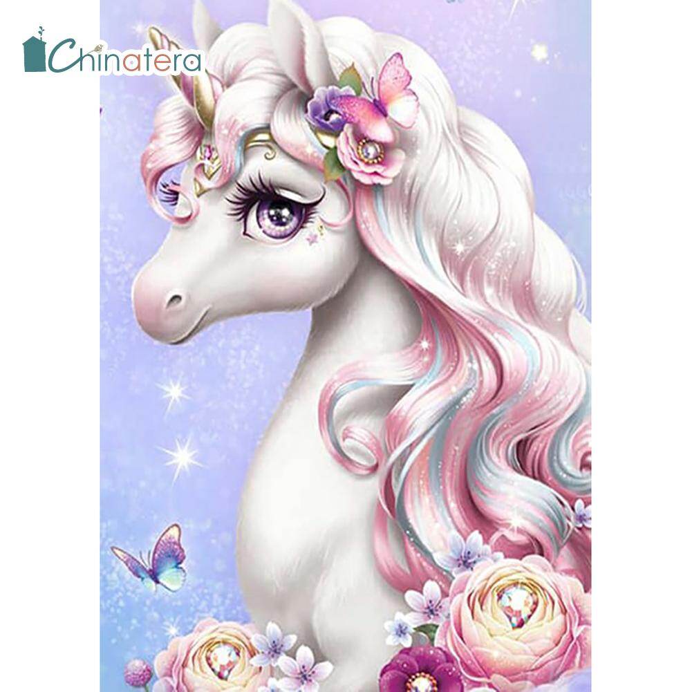 [Chinatera] 5D DIY Full Drill Round Diamond Unicorn Girl Doll Mosaic Resin Painting Kit Rhinestone Drawing Home Wall Decor