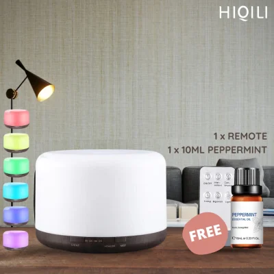 500ML1000ML REMOTE Air Humidifier Aroma Diffuser Colorful Light Aromatherapy FREE 10ML Peppermint Essential Oil