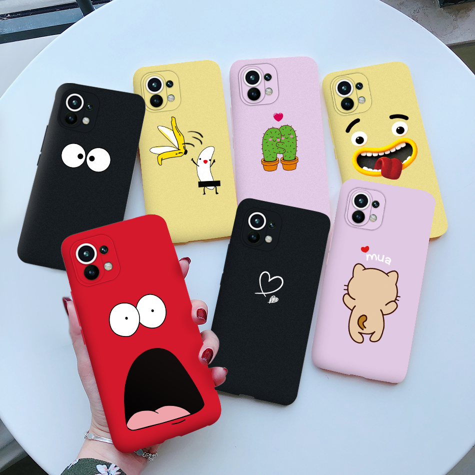 Case for Xiaomi Mi 11 Lite Slim Silicone Case Colorful Cute Painted Soft Phone Back Cover Shockproof Casing