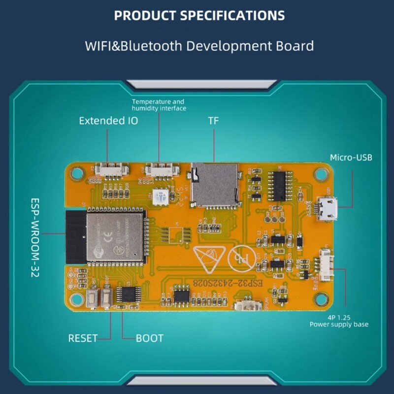 ESP32 Development Board Wifi BT 2.8 Inch 240x320 Intelligent Display TFT Module TouchScreen LVGL Automatic Download