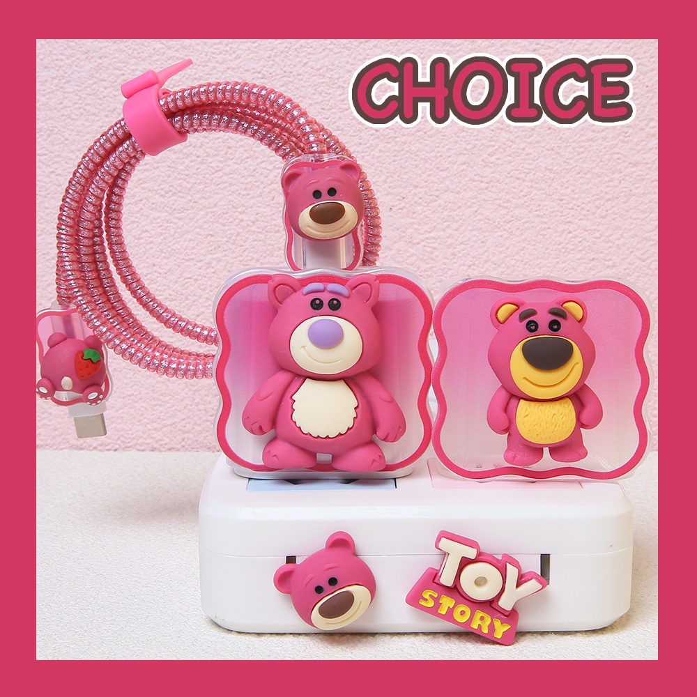 Charger Protector Cover Cute Cartoon Bear Wave Pattern Compatible for iPhone 18w 20w Cable Protector Earphone Cord Protector for ip14promax 14pro 14 ip12 11pro [cchoice]