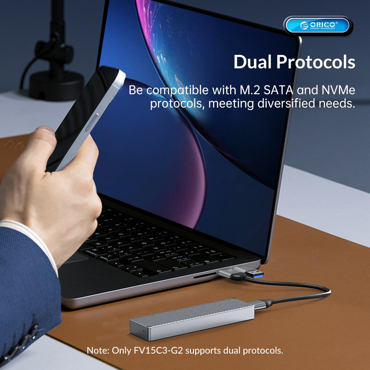 ORICO Hộp Đựng SSD M.2 Giao Thức Kép Hỗ Trợ Ổ SSD M2 NVMe SATA NGFF 10Gbps PCIe M Key 6Gbps Vỏ Bọc Ổ Cứng USB C Phím M & B