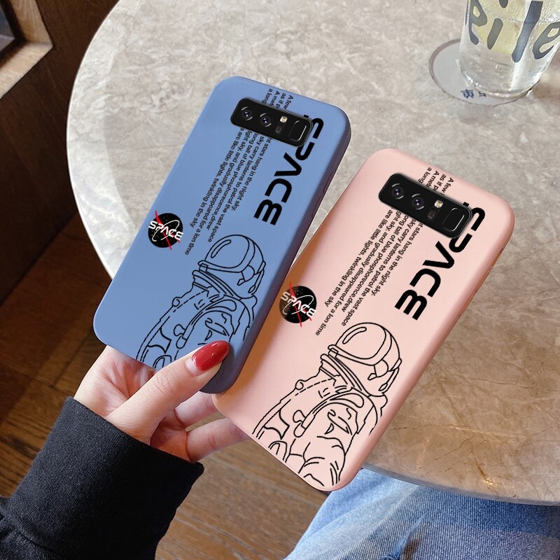 For Samsung NOTE 10 LITE NOTE 10 PLUS NOTE 20 ULTRA NOTE 8 NOTE 9 Case Cartoon Nasa Space Square Original Liquid Soft Silicone Edge Pattern Case Full Cover Camera Protection Cases Back Phone Casing Softcase For Girls