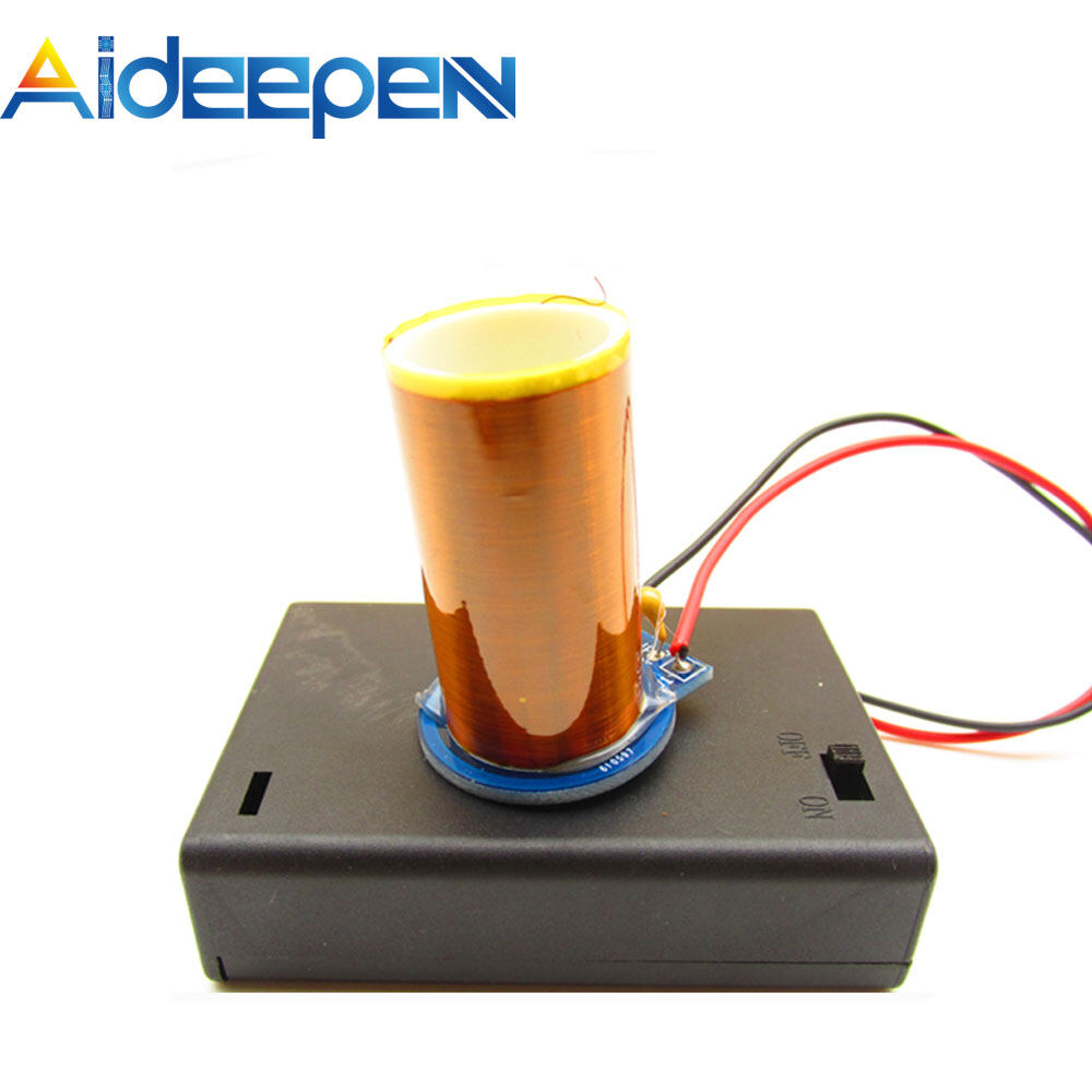 Aideepen DC4.5V Miniature Tesla Coil No Arc DIY Space Lighting With Three AA Battery Box Parts