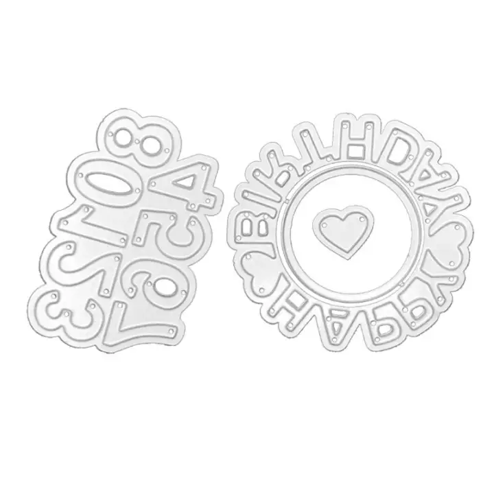Diy Happy Birthday Numbers Cutting Dies Embossing Stencil Template For Scrapbooking Embossing Paper Card Making Lazada