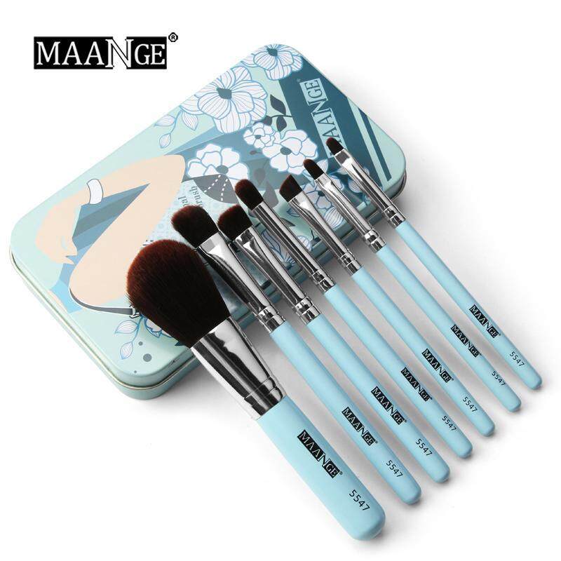 Bộ cọ trang điểm 7 cái/bộ Bộ cọ du lịch mini Bộ mỹ phẩm Phấn nền làm đẹp môi Pinceis de maquiagem Với hộp kim loại