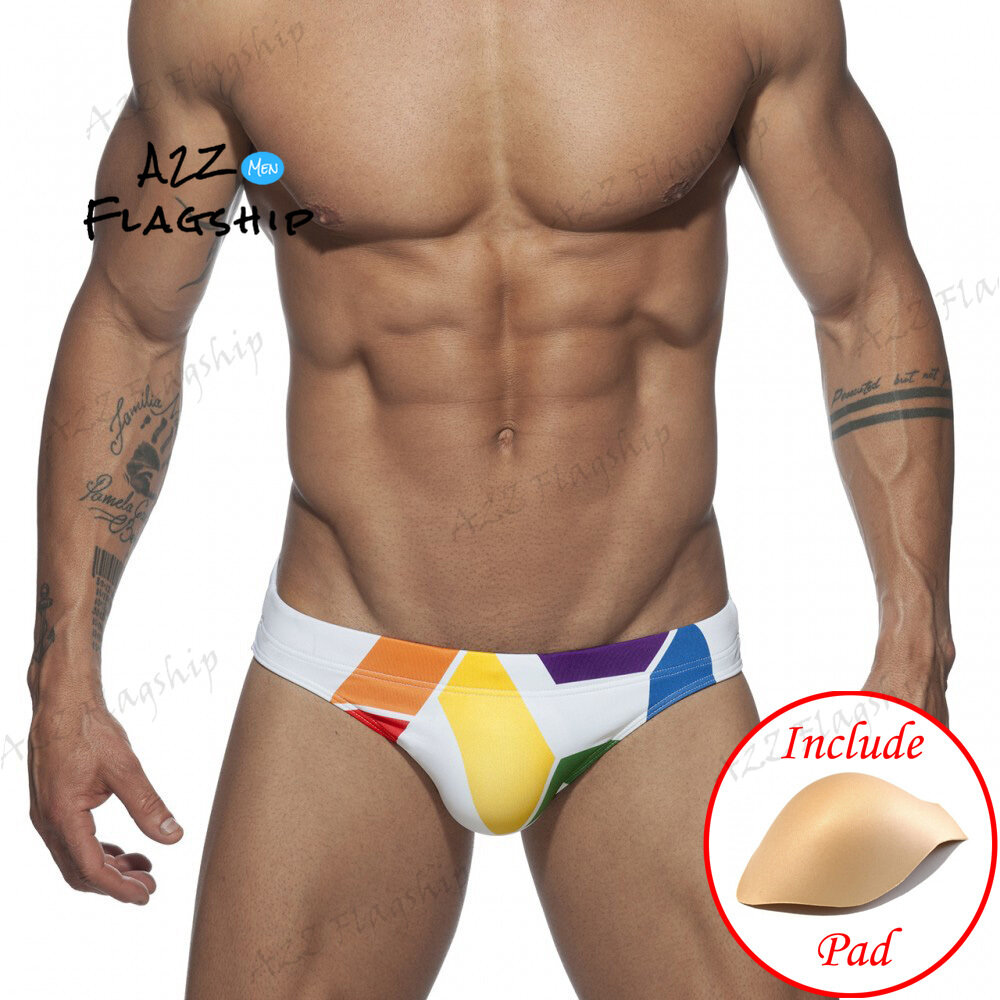 WaterPlay Men Sexy Swimwear Swim Trunk Swimming Bikini Pride Rainbow Briefs Boxer Summer Beach Surfing BS417 ADSWIM