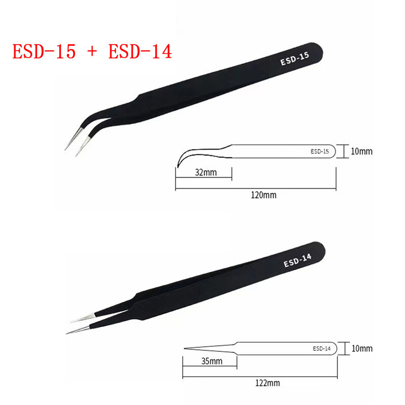 Ashowner Bộ Nhíp Chính Xác 6 Cái Nhíp Chống Tĩnh Điện Nhíp Không Gỉ, Nhíp Thẳng Cong Đầu Độ Chính Xác Cao, Sửa Chữa Kềm Đa Năng Không Gỉ