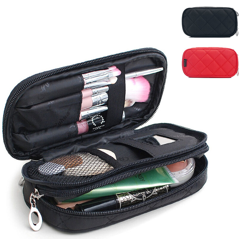 Waterproof Double Layer Cosmetic Bag Geometric Portable Travel