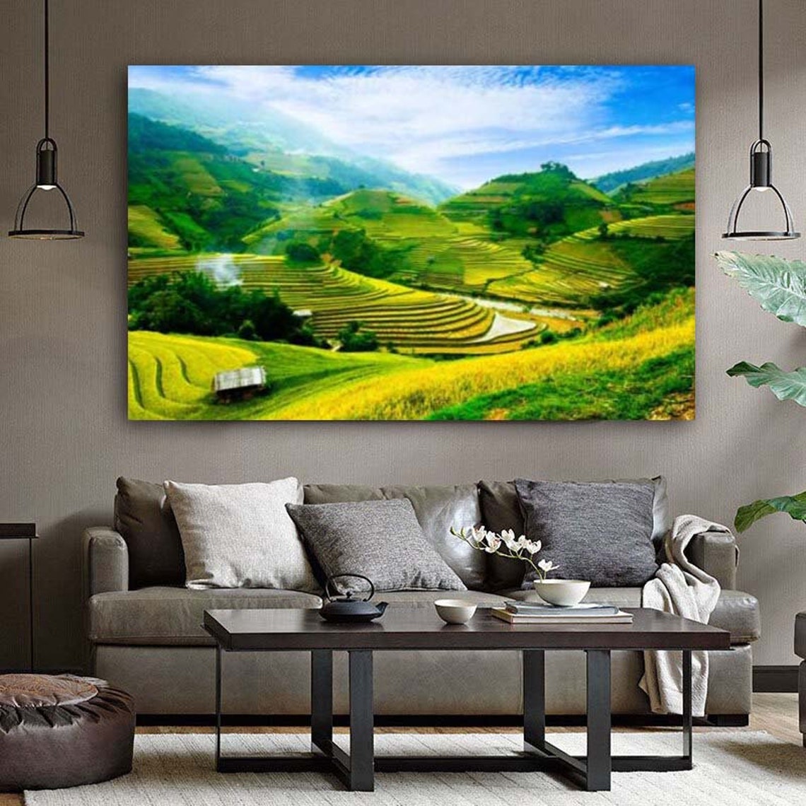Cagbas Rice Field Rice Field Original Home Art Rice Terrace Large Print CanvasHoliday ...
