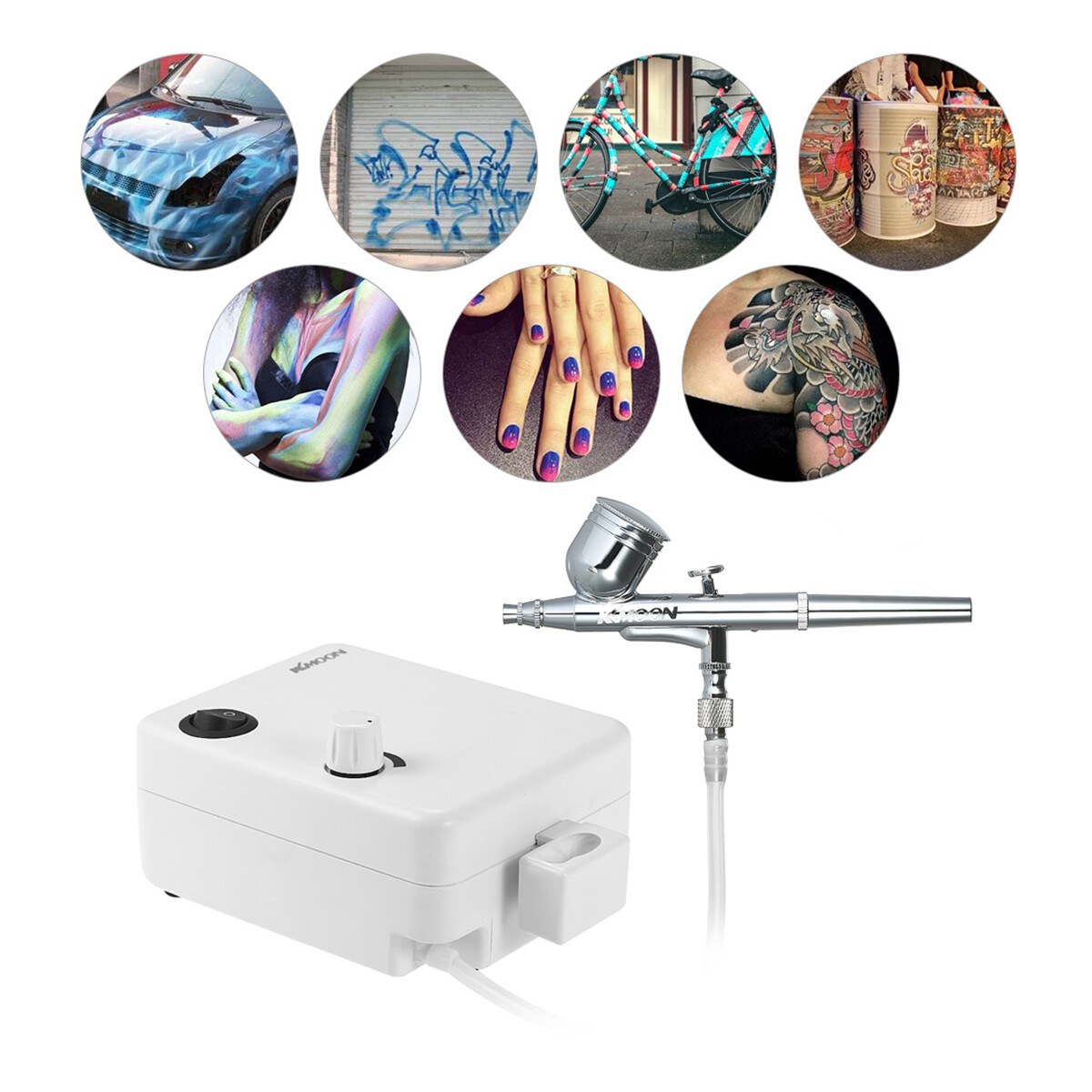 Smart Sensor Multi-purpose Dual Action Airbrush Mini Air Compressor Set Gravity Feed Air Brush Kit for Art Painting Tattoo Manicure Craft Cake Spray Model Air Brush Nail Tool Set 100-250V