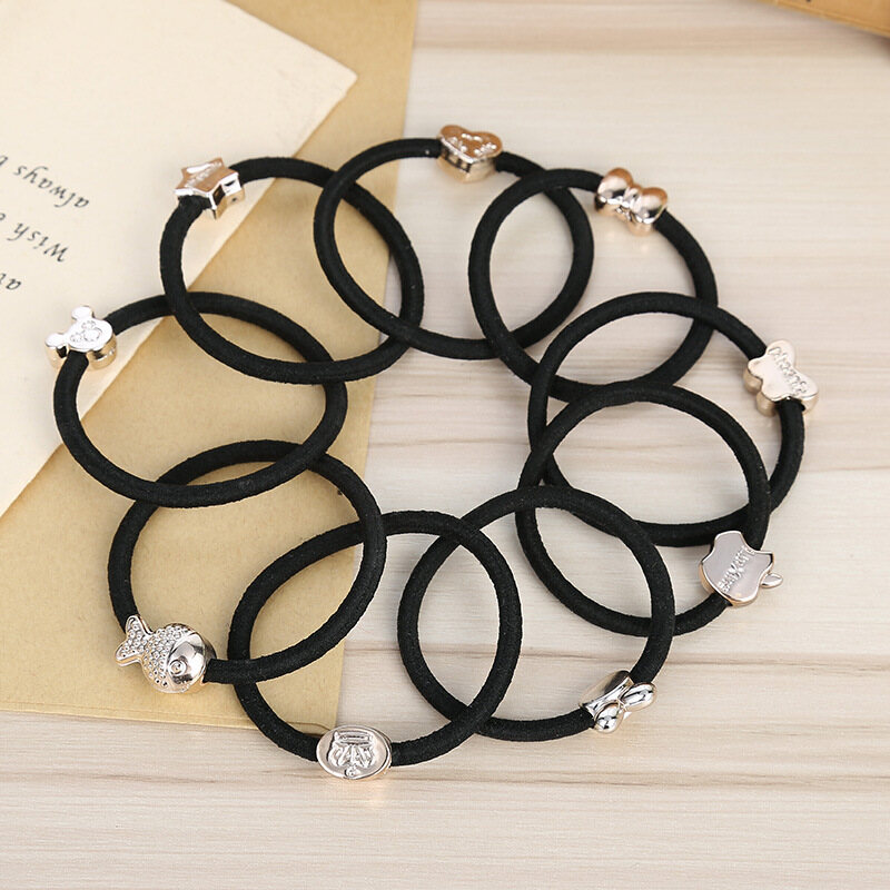 [Lady Sugar]Korean Style Simple Cute Hair Band Rope Tie Gold Bead Hair Accessories Ring Inexpensive Hairband