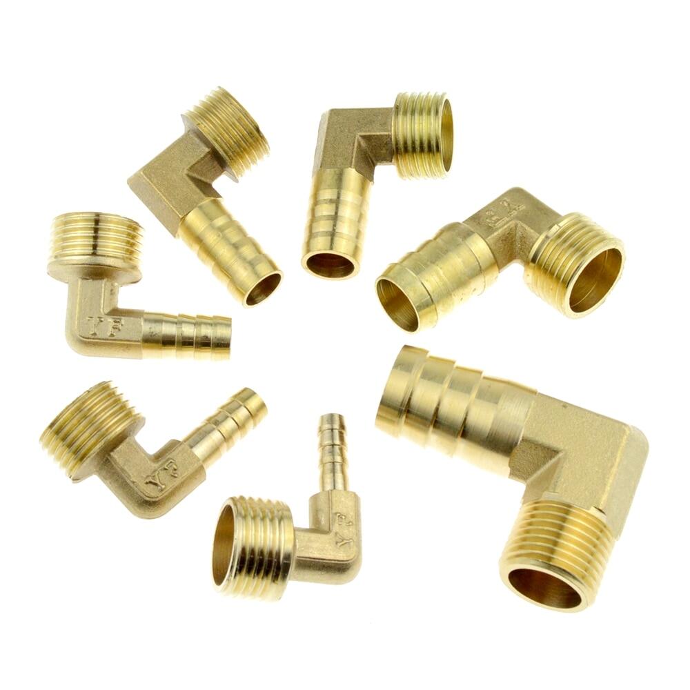 1//2BSP 20.5mm Thread 12mm Tube 90 Degree Brass Hose Barb Coupler Connector 2pcs