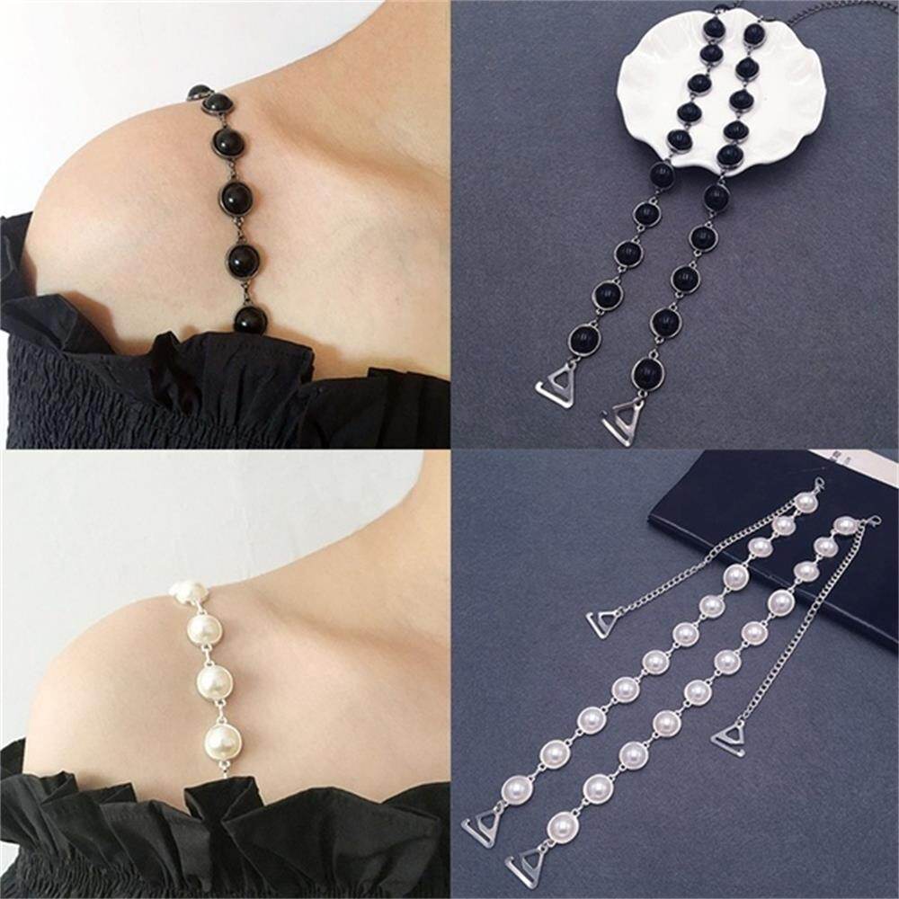 1 pair Underwear bra strap with invisible strap women's decorative bra strap luxury imitation pearl beaded shoulder chain replacement removable with adjustable metal hook