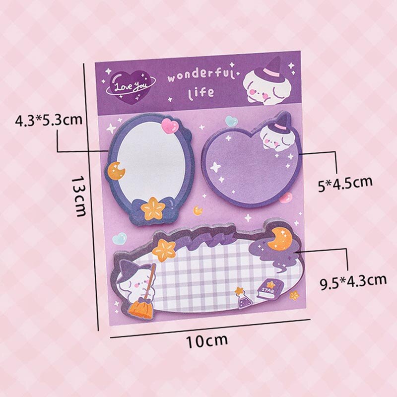 3 IN 1 Cute Animal Shape Creative Sticky Notes Creative Sticky Notes Set Student Memo Notes Cute Hand Account Note Paper