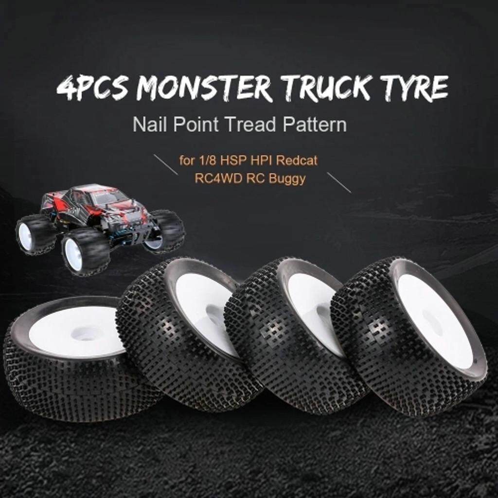 Tertran 4 Pcs 1/8 Ban Truk Kuku Titik Pola Tapak untuk 1/8 HSP HPI RedCat M9X5